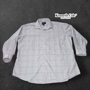 KENNETH COLE Light Lavender Plaid Dress Shirt - 19 34/35